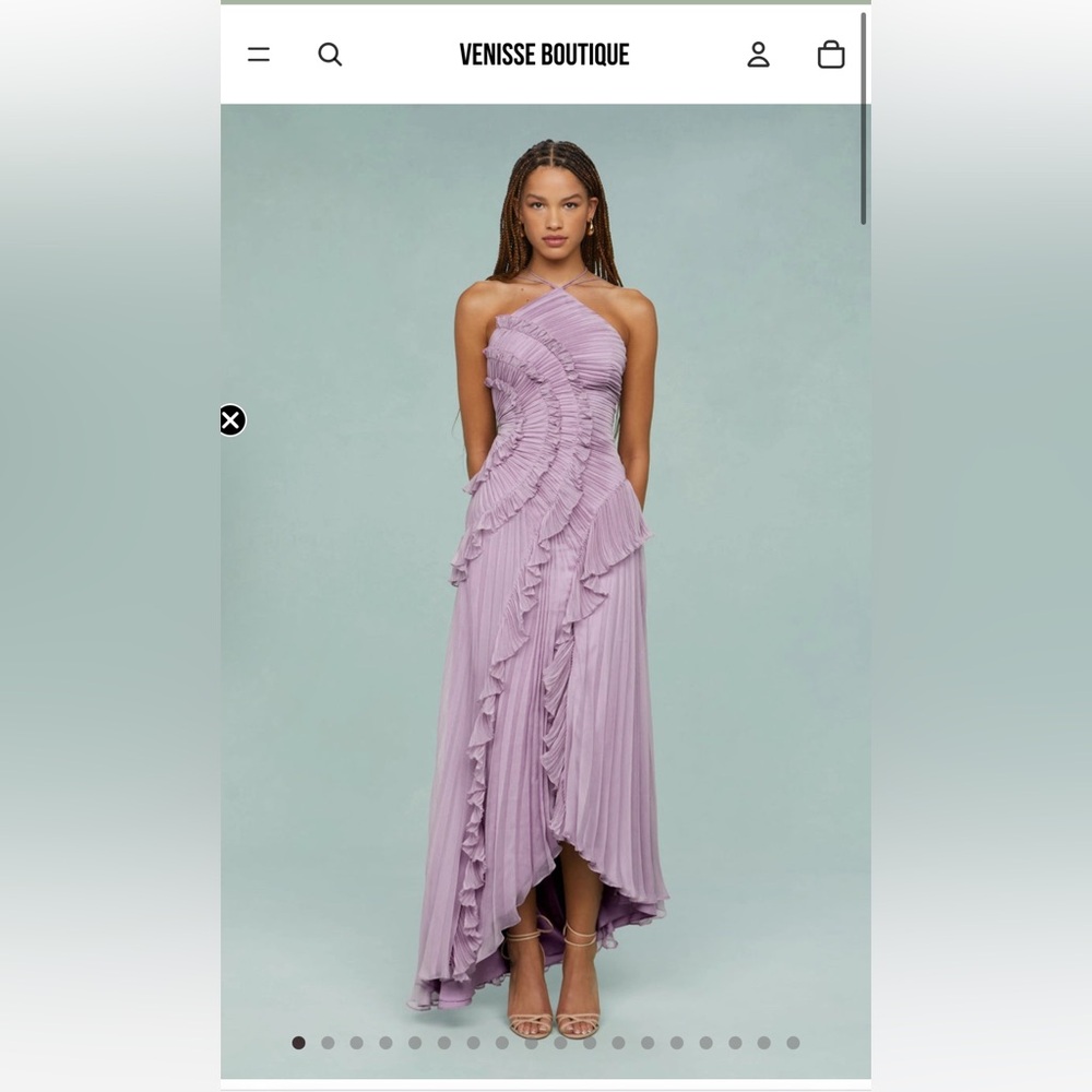 Pleated Frill Halter Neck Maxi Dress